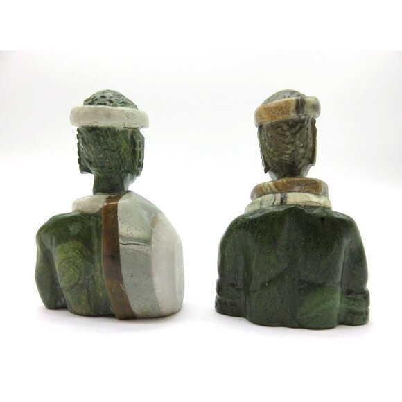 Small Stone Bust Set Colourful Hand Carved in Zimbabwe Africa 3.1" Tall - Picture 8 of 9